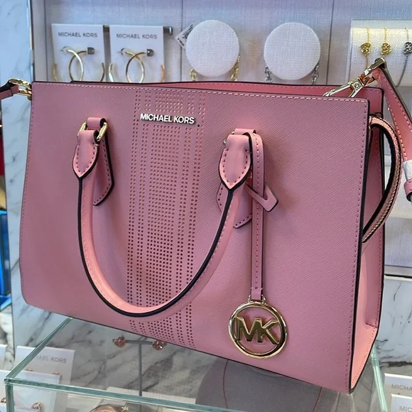 MICHAEL KORS
Sheila Medium CZ Faux Saffiano Leather Satchel Crossbody 
NWT - Picture 15 of 16